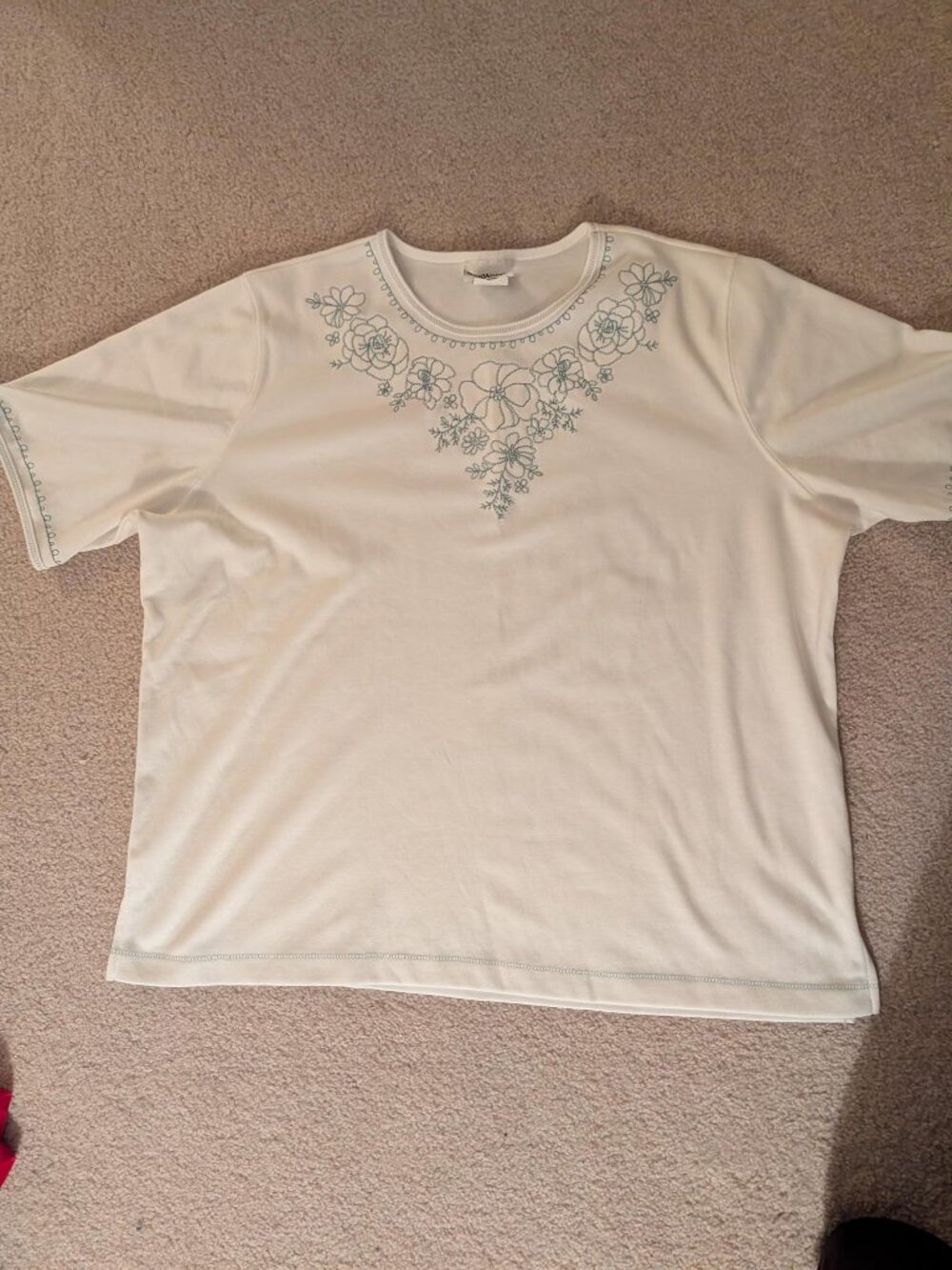 Large White Bon Worth Shirt with mint green design